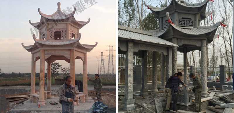 中式大理石涼亭安裝，石雕景觀亭子工廠，中式?jīng)鐾S家