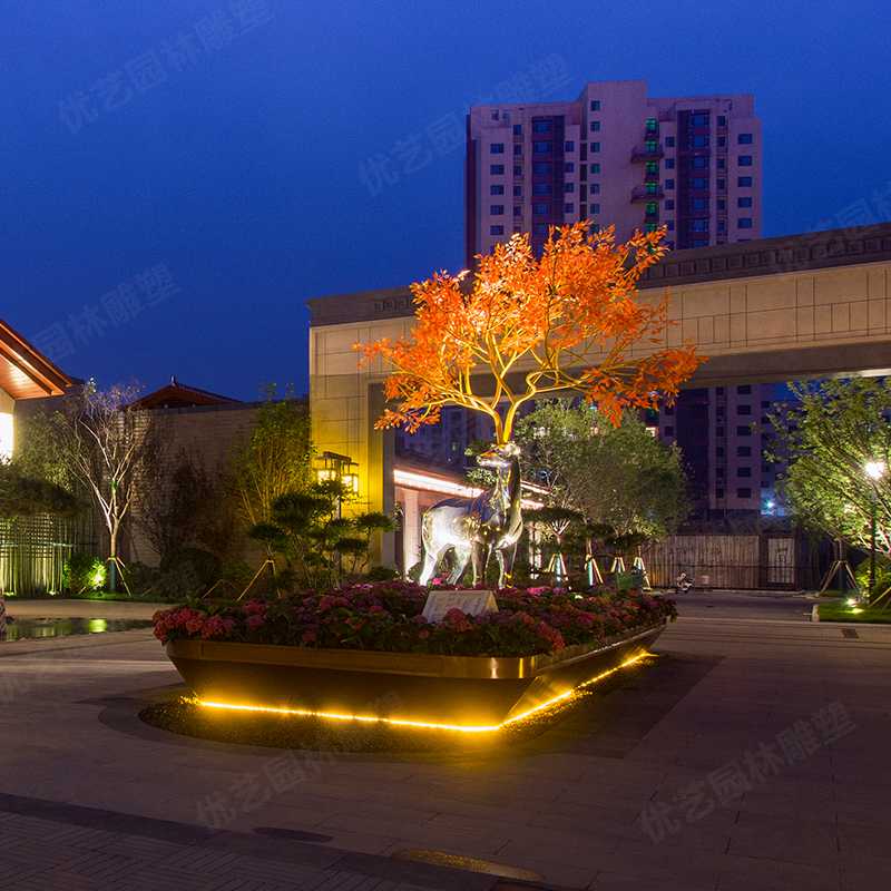 不銹鋼鹿，不銹鋼雕塑廠家，定制不銹鋼雕塑